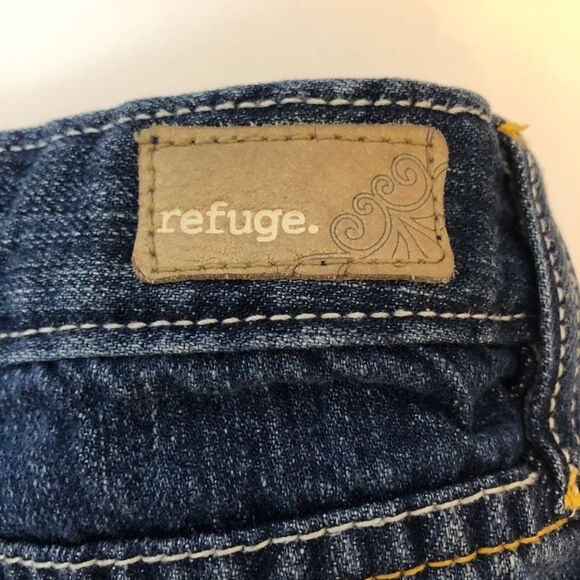 Refuge Y2K Micro mini-Jean distressed Skirt Blue Denim size 3 - Picture 12 of 13